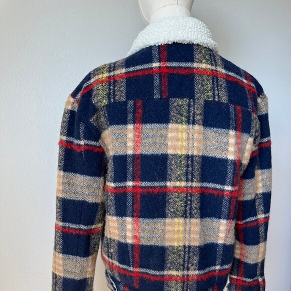 Levi's Premium Wool Trucker Jacket Multi-color Plaid - Picture 9 of 15